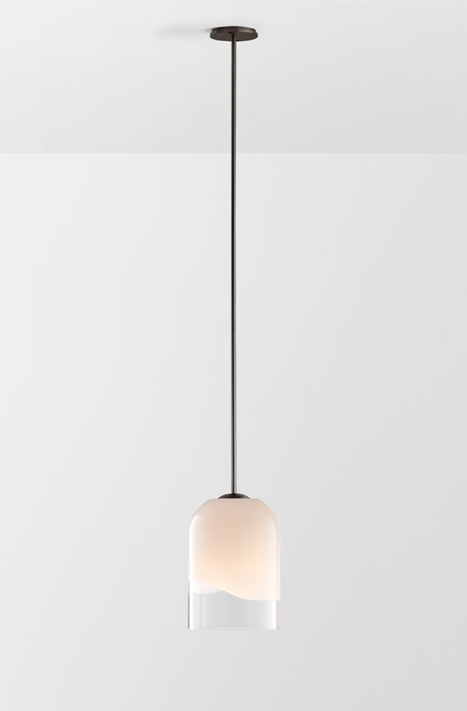 Articolo Studios Luxury Lighting Moni Large Pendant in bronze with Clear and white Shade