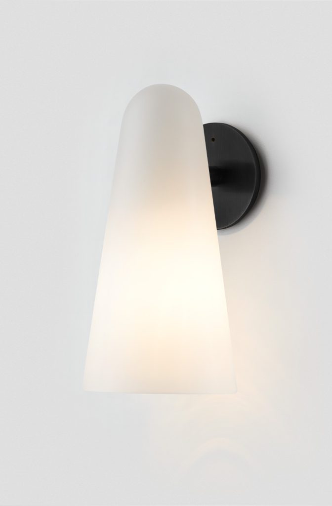 Articolo Studios Luxury Lighting Domi Wall Sconce in Black Electroplate and Snow Shade