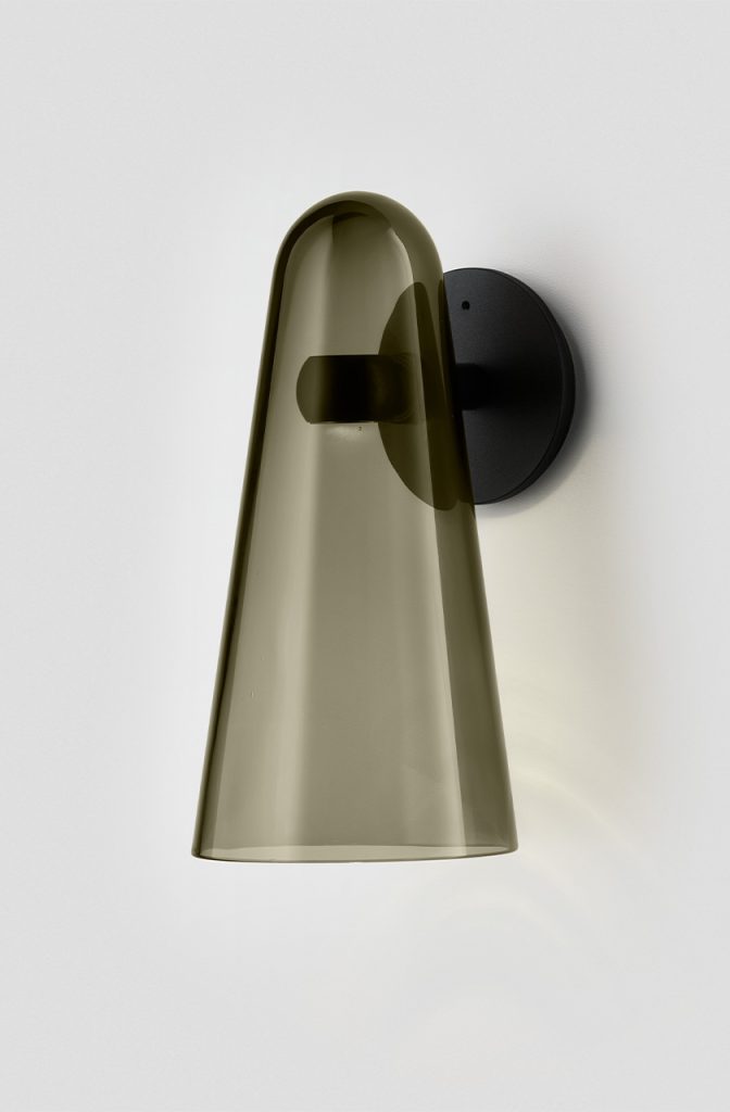 Articolo Studios Luxury Lighting Domi Wall Sconce in Black Powder Coat and Smoke Shade