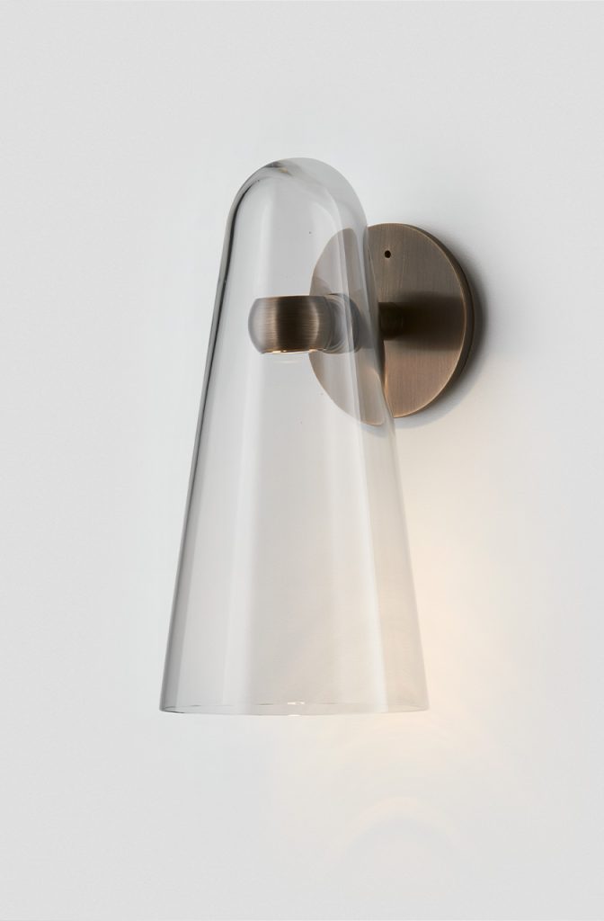 Articolo Studios Luxury Lighting Domi Wall Sconce in bronze with Clear Shade
