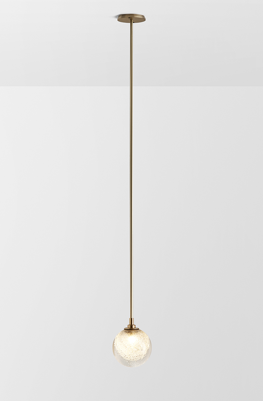 Articolo Studios Luxury Lighting Fiuzi Single Pendant in Brass with Fizi Shade