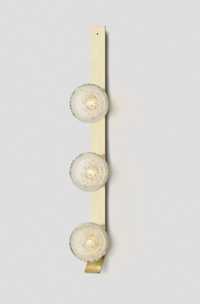 Articolo Studios Luxury Lighting Fizi on Kick Wall Sconce in Brass with Fizi Shades