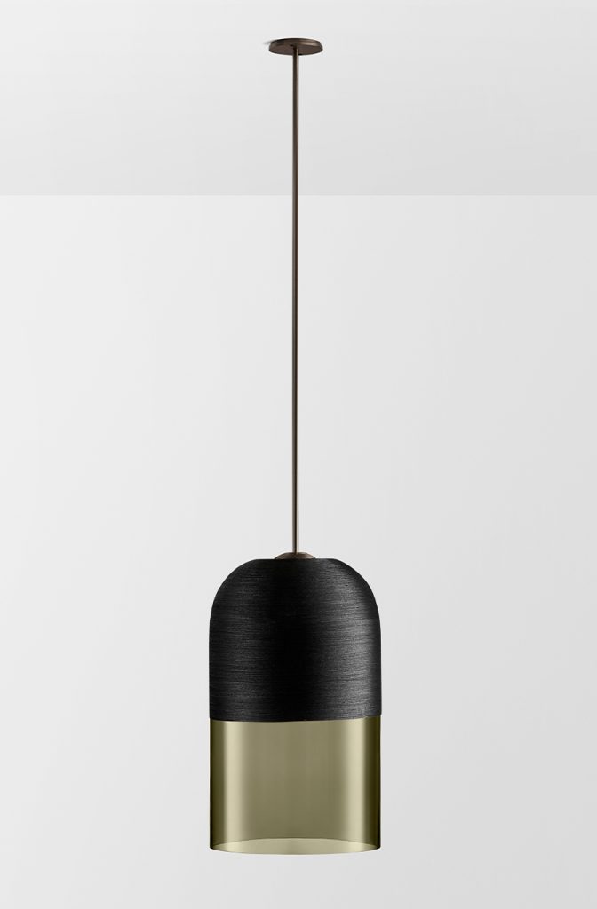 Articolo Studios Luxury Lighting Indi Extra Large Single Pendant in Bronze and Smoke Shade with Black