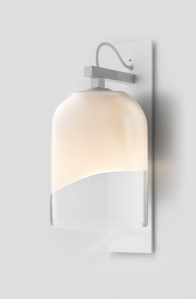 Articolo Studios Luxury Lighting Moni Wall Sconce in White Power Coat with Clear and White Shade