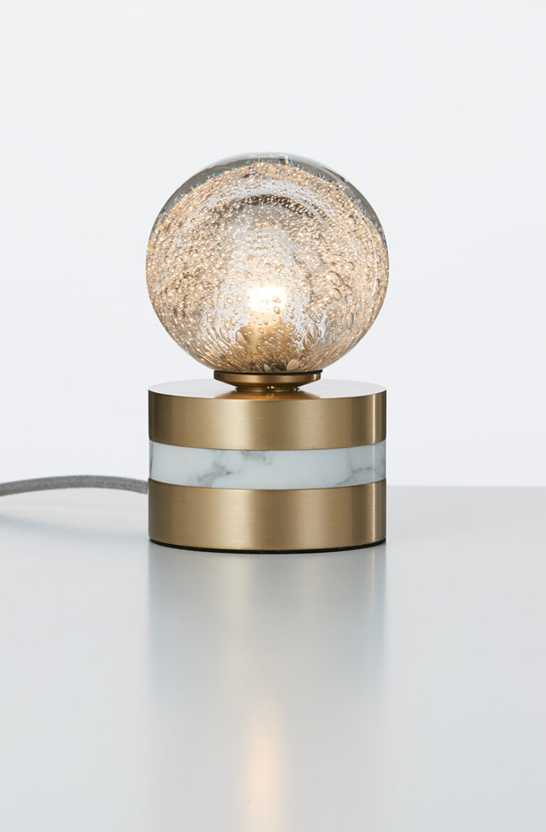 Articolo Studios Luxury Lighting FIzi Short Table Lamp in Brass with Fizi Shade