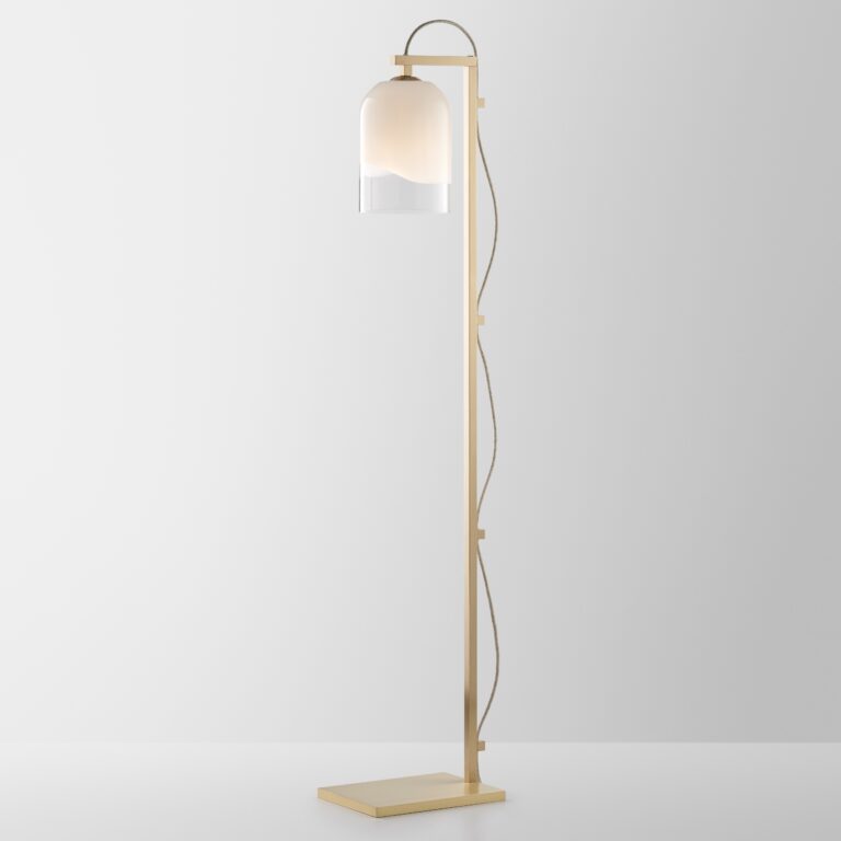 Articolo Studios Moni White and Clear Brass Floor Lamp