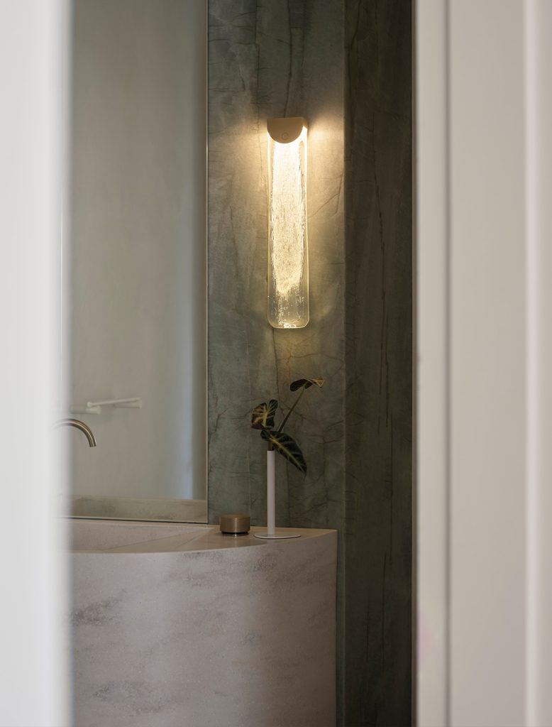 Articolo Studios Luxury Lighting Fizi Slab Wall Sconce in Bathroom