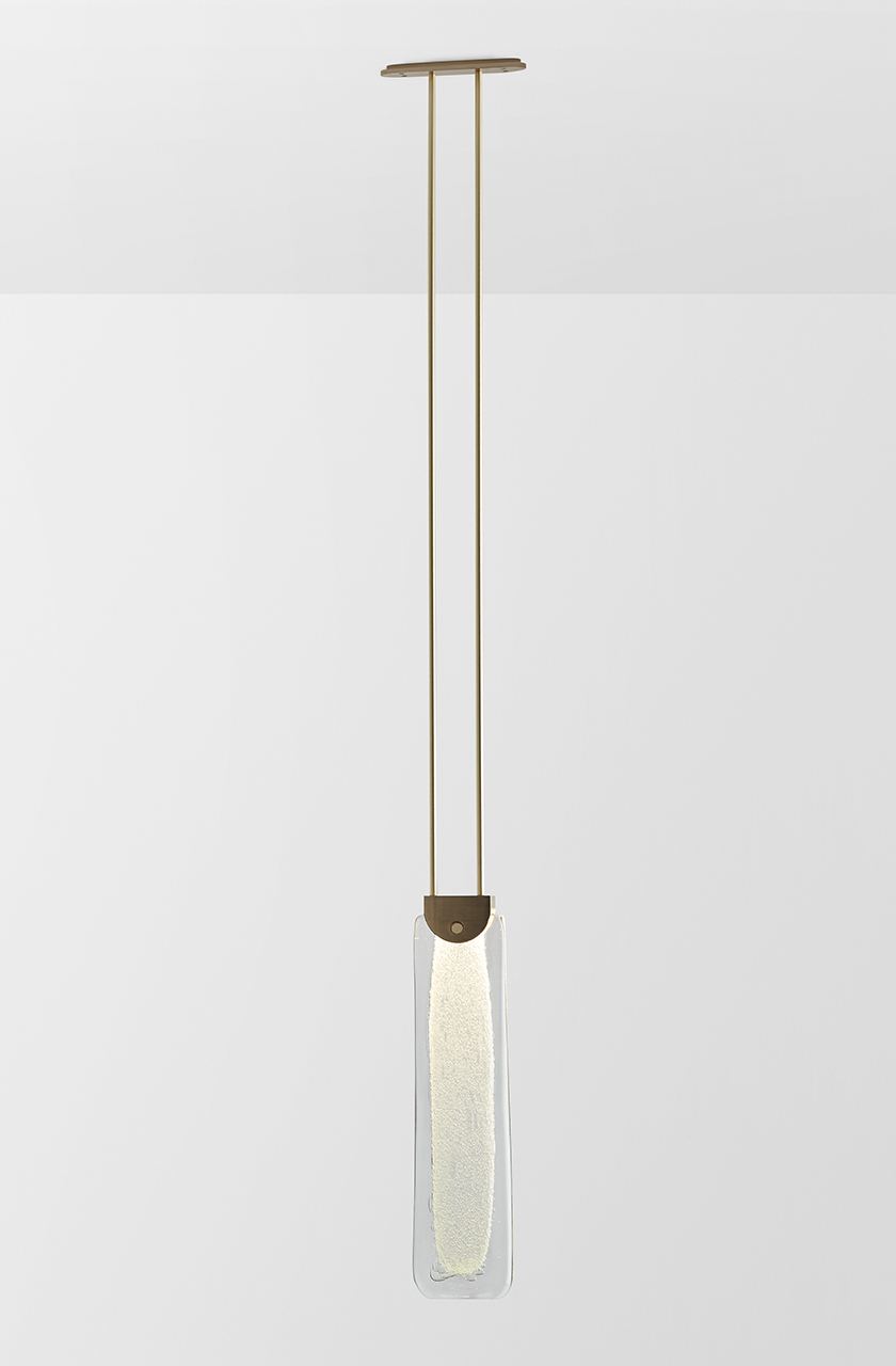 Articolo Studios Luxury Lighting Slab Pendant in Brass with Bronze amd Fizi Shade