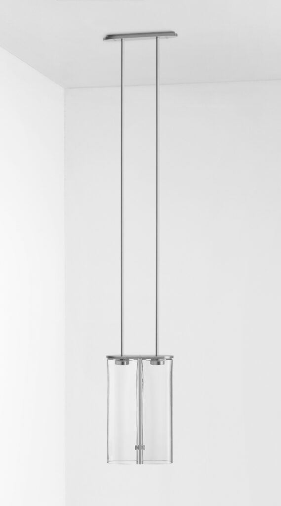 Articolo Studios Slim Pendant in Satin Nickel with Clear Glass Shade