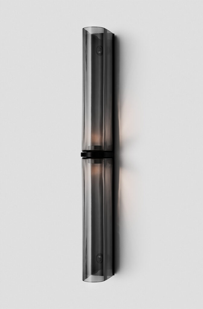 Articolo Studios Luxury Lighting Slim End-to-End Wall Sconce in Black Electroplate and Grey Shade