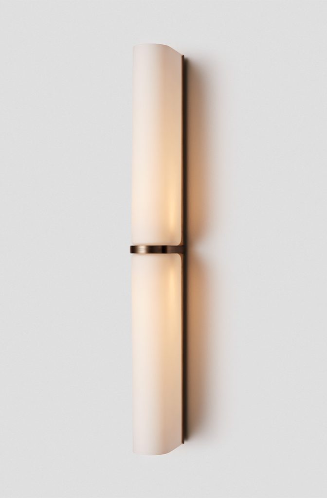 Articolo Studios Luxury Lighting Slim End to End Wall Sconce in Bronze and Snow Shade