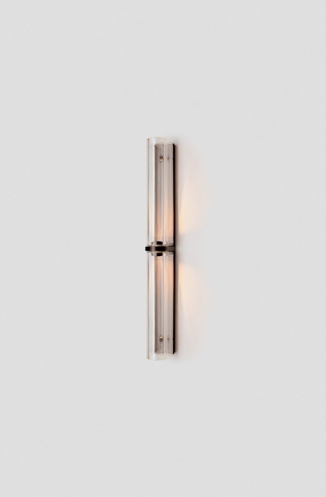 Articolo Studios Luxury Lighting Slim End to End Large Wall sconce in Bronze and Clear Shade