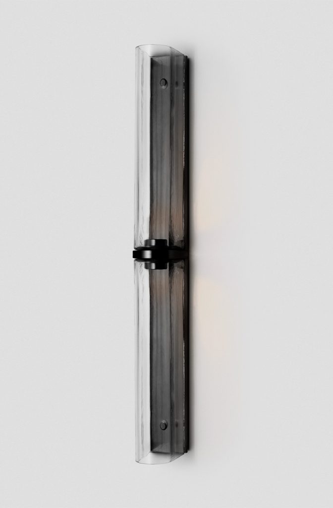 Articolo Studios Luxury Lighting Slim Extra Large End to End Wall Sconce in Black Electroplate with Clear Shade