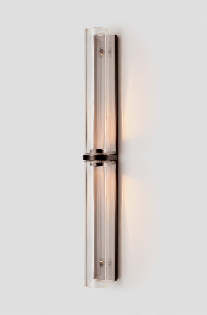Articolo Studios Luxury Lighting Slim End to End Extra Large Wall Sconce in Bronze with Clear Shade