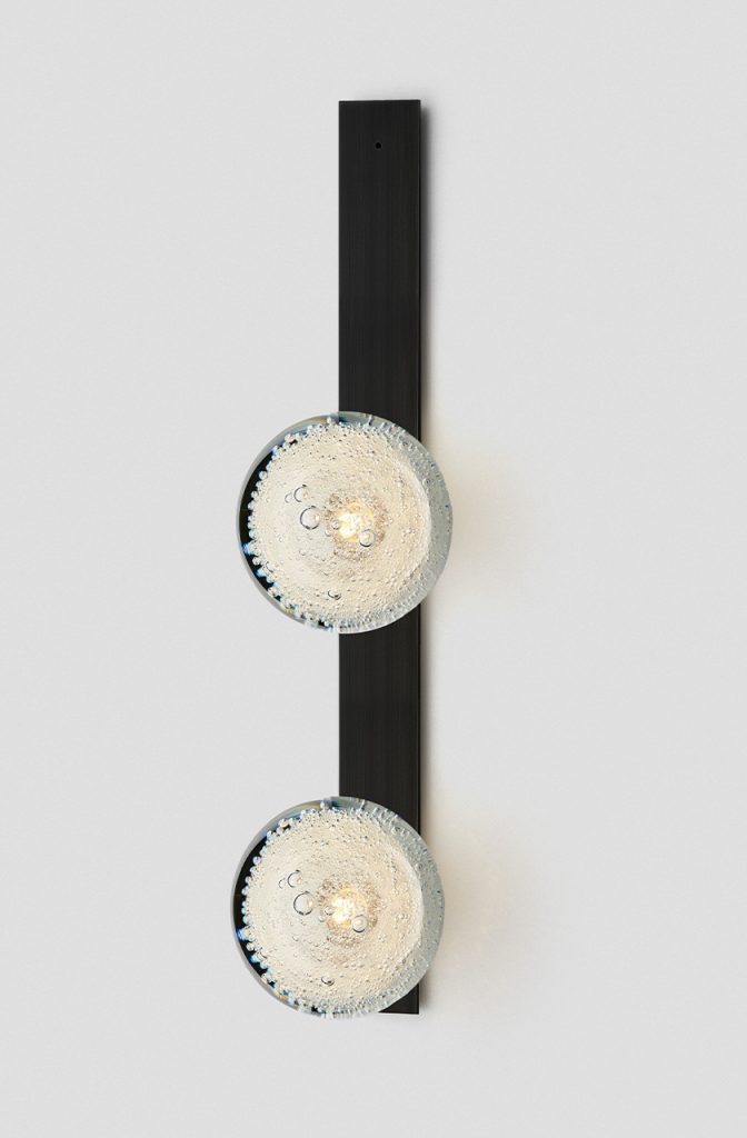 Articolo Studios Luxury Lighting Fizi on Flat Double Wall Sconce in Black Electroplate