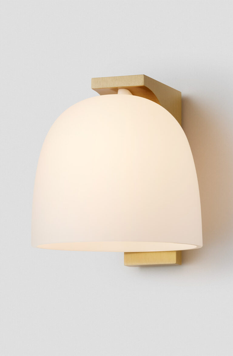 Articolo Studios Luxury Lighting ETubi Wall Sconce in Brass with Snow Shade