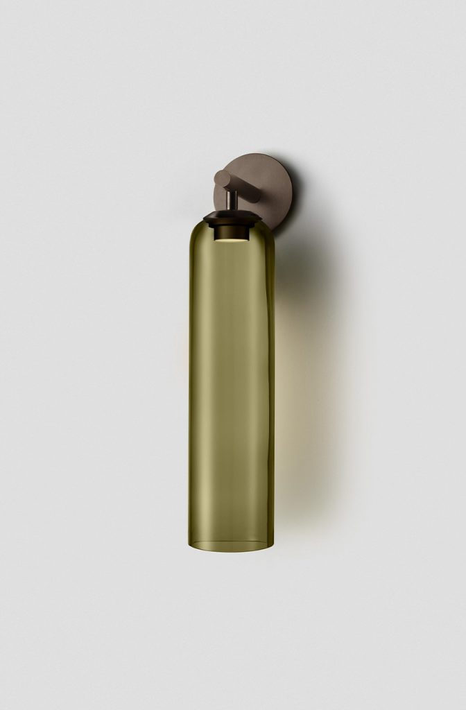 Articolo Studios Luxury Lighting Float Hover Short Wall Sconce in Anodised Bronze with Smoke Shade