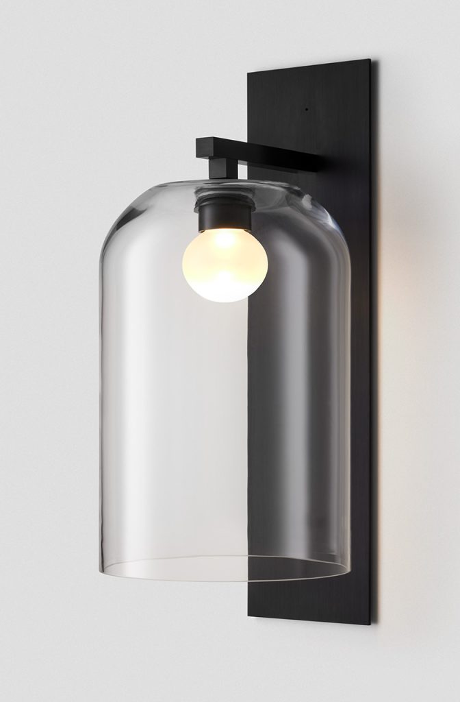 Articolo Studios Luxury Lighting Lumi Extra Large Wall Sconce in Anodised Black and Clear Shade