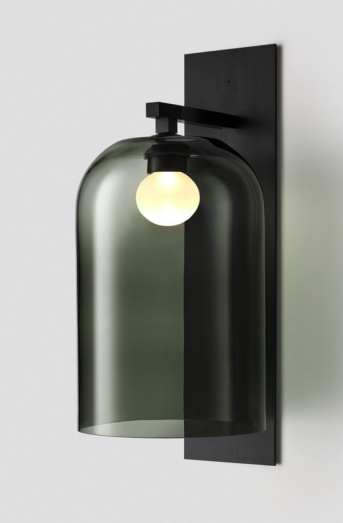 Articolo Studios Luxury Lighting Lumi Extra Large Wall Sconce in Anodised Black and Grey Shade