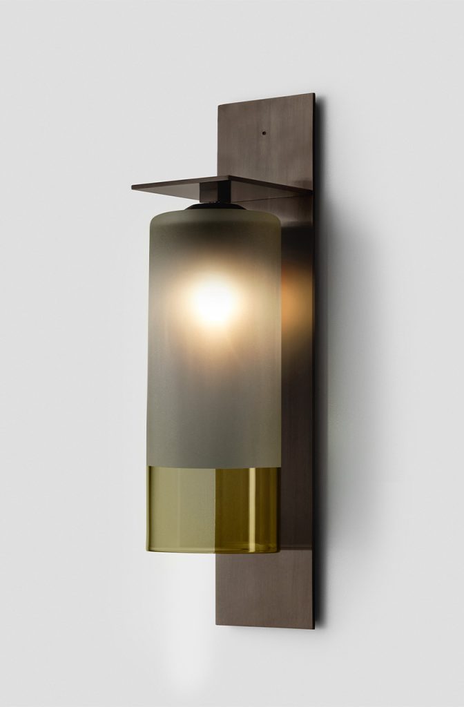 Articolo Studios Luxury Lighting Eclipse Short Wall Sconce in Anodised Bronze and Smoke Shade