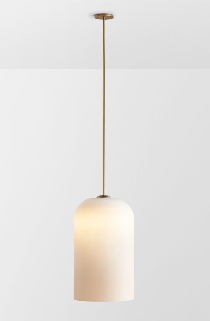 Articolo Studios Luxury Lighting Extra Large Lumi Pendant in Brass with Frosted White Shade
