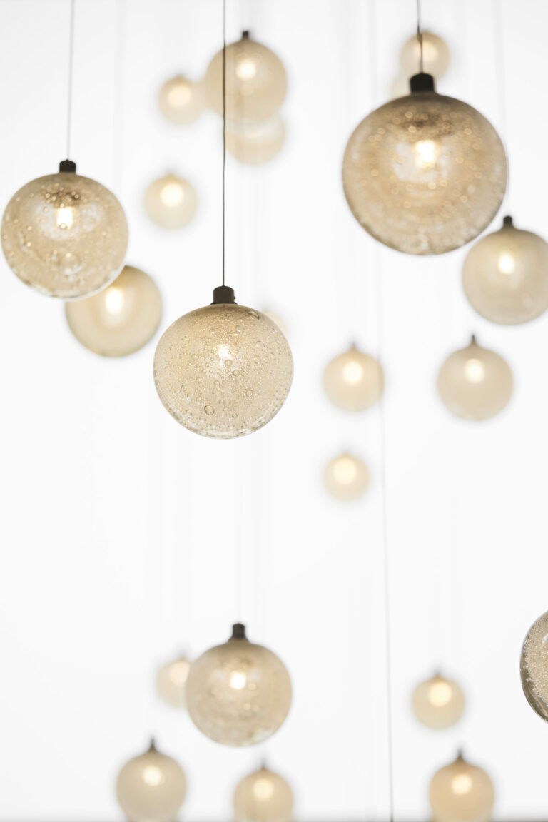 Articolo Studios Custom Fizi Ball Multi Drop Pendant Lighting Installation Bespoke Design