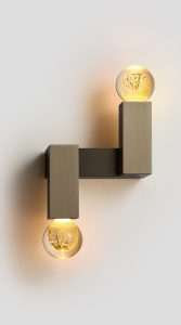 Articolo Studios Luxury Lighting Oro Link Wall Sconce in Bronze and Gold Leaf Glass Shade