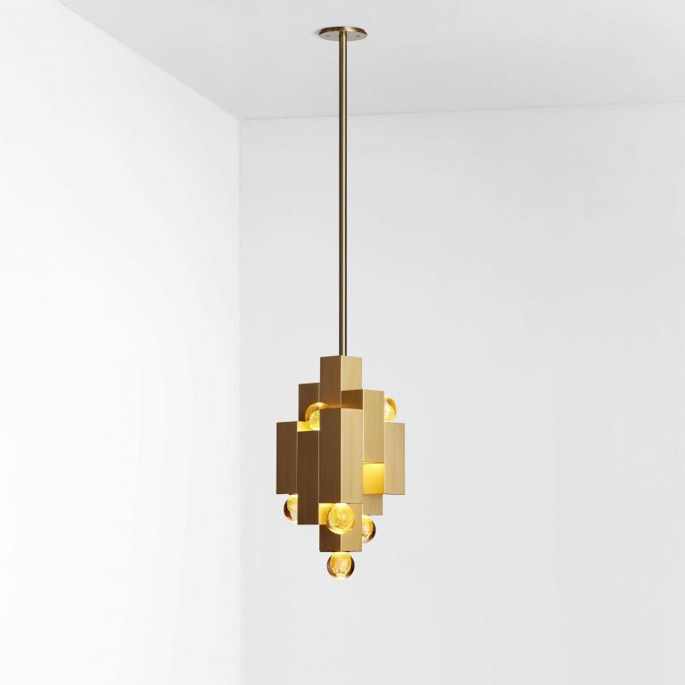 Articolo Studios Stacked Pendant Brass Gold Foil Ball