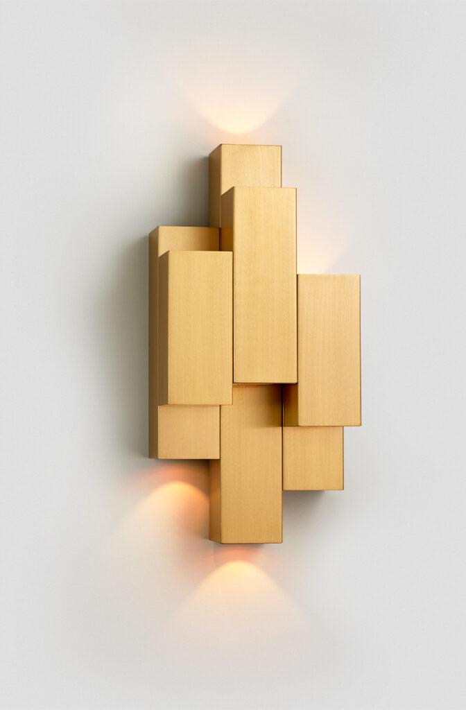 Articolo Studios Luxury Lighting Stacked Wall Sconce in Brass