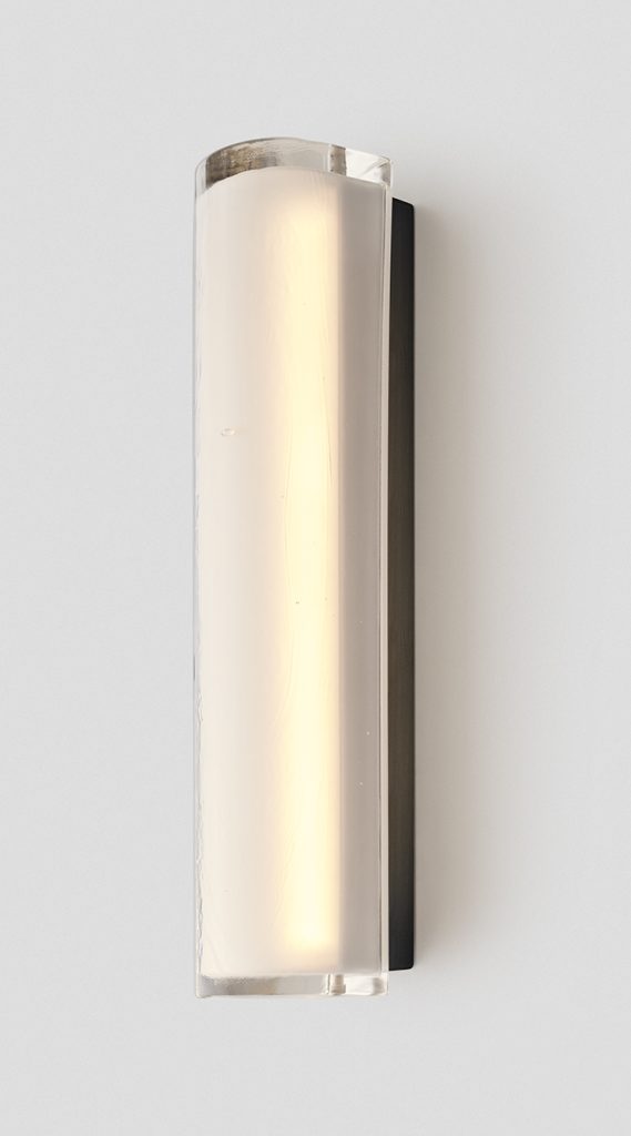 Articolo Studios Luxury Lighting 12:40 Forward Facing Wall Sconce in Black Electroplate and Cast Glass