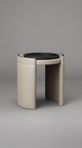 Articolo Studios Luxury Furniture cuff Side Table with Shelf in Latte Leather with Tray