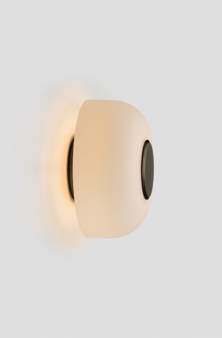 Articolo Studios Luxury Lighting Roo Medium Backward Facing Wall Sconce in Anodised Bronze