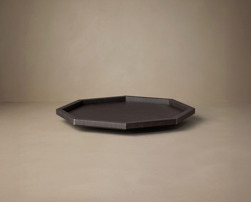 Articolo Studios luxury lighting. flare small tray in wenge veneer with bronze fins