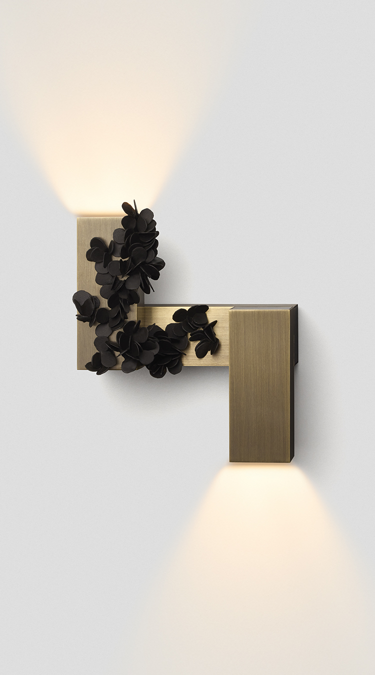 Articolo Studios Luxury Lighting Barnacles Connection Wall Sconce in Bronze with Dark Bronze Barnacles.