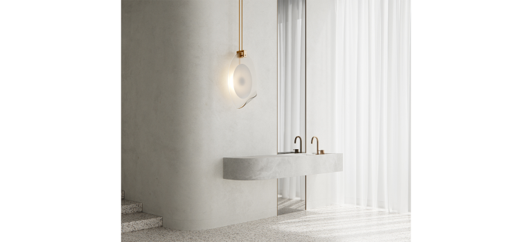 Articolo Studios Luxury Lighting Ovolo Pendant in Bathroom Visualisation