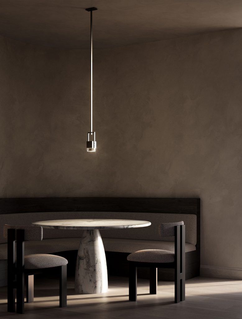 Articolo Studios Luxury Lighting Cubo Swing Single Pendant in Dining nook Visualisations