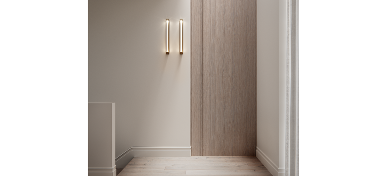 Articolo Studios Luxury Lighting Fini Wall Sconces in Stairwell