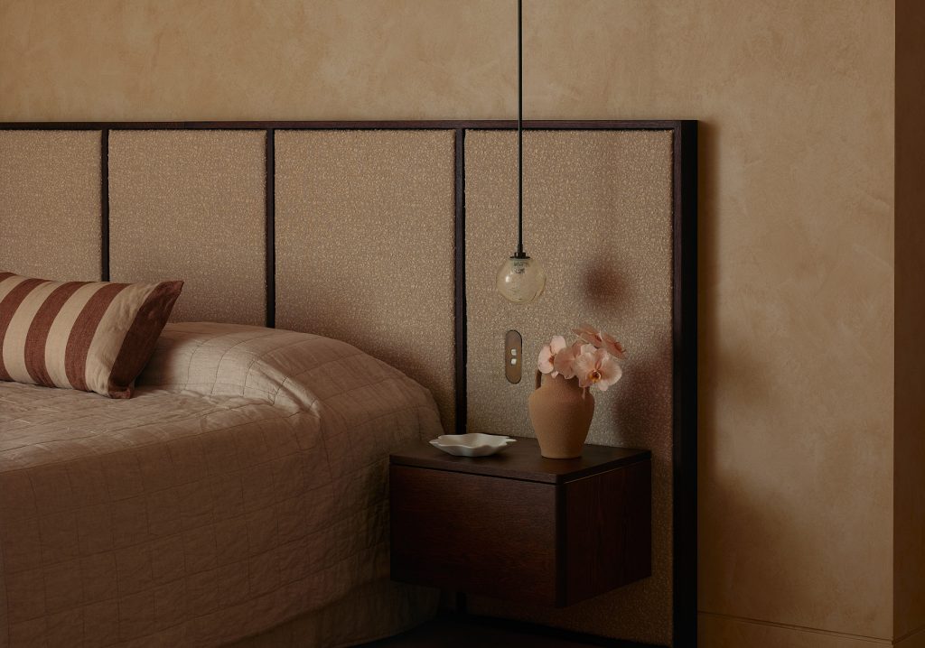 Articolo Studios Lluxury Lighting Single Fizi Pendant in Bedroom of West End Residence by Tom Mark Henry
