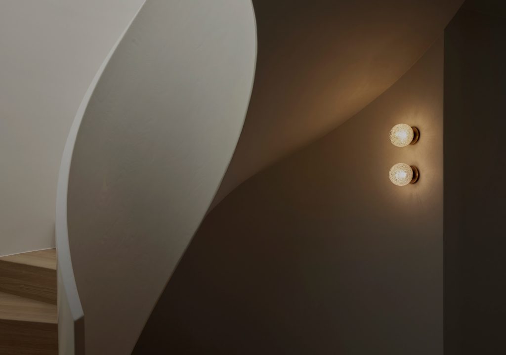 Articolo Studios Luxury Lighting Fizi on Round Wall Sconce in House of Svabo by Skapa Architects