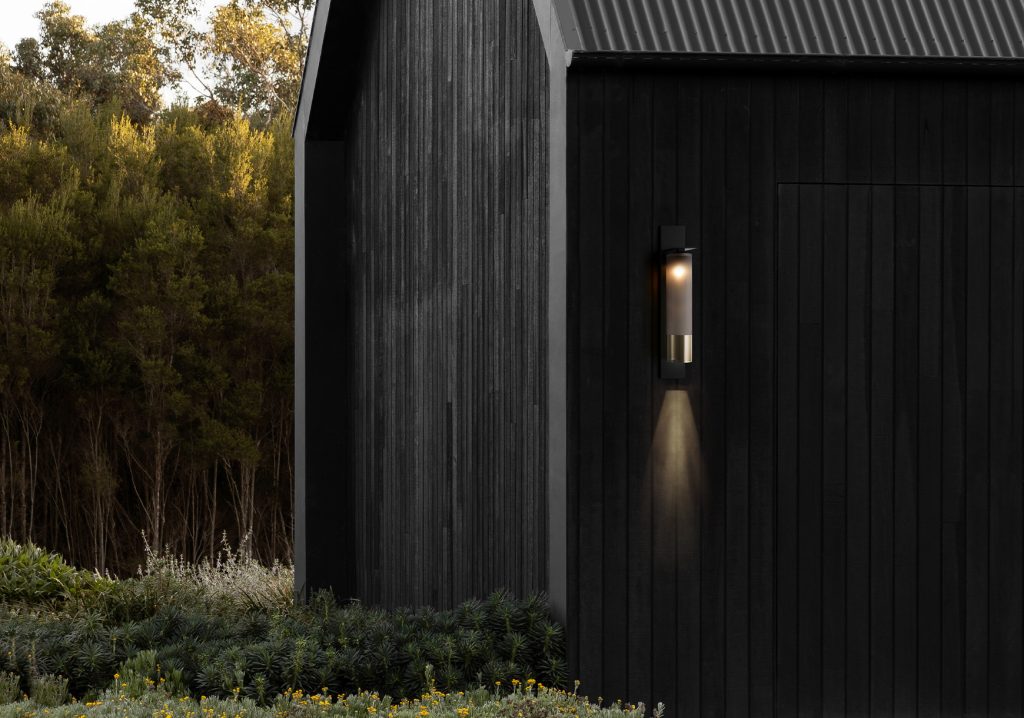 Articolo Studios Luxury Lighting Exterior Eclipse Tall Wall Sconce at Peninsula Farmhouse