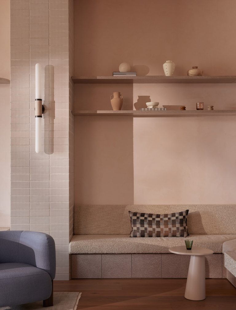 Articolo Studios Luxury Lighting Scandal Tall Wall Sconce in West End Residence by Tom Mark Henry