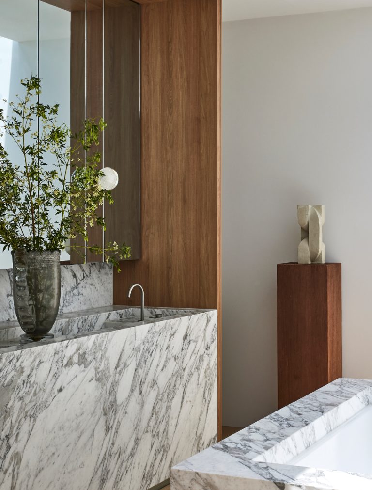 Articolo Studios Luxury Lighting Fizi Wall Sconce on Round in Fresh Water residence by Madeline Blanchfeild