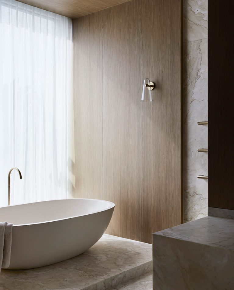 Articolo Studios Luxury Lighting Domi Wall Sconce in Garden Residence by Conrad Architects