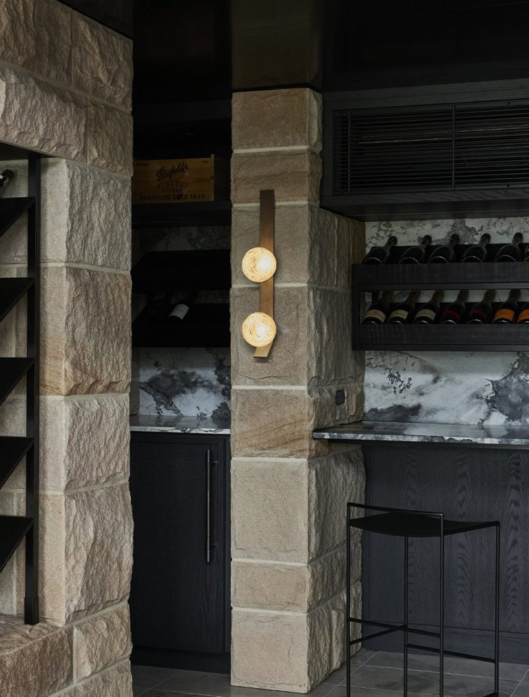 Articolo Studios Luxury Lighting Fizi on Kick Double Wall Sconce in Middle Harbour House by Studio Trio