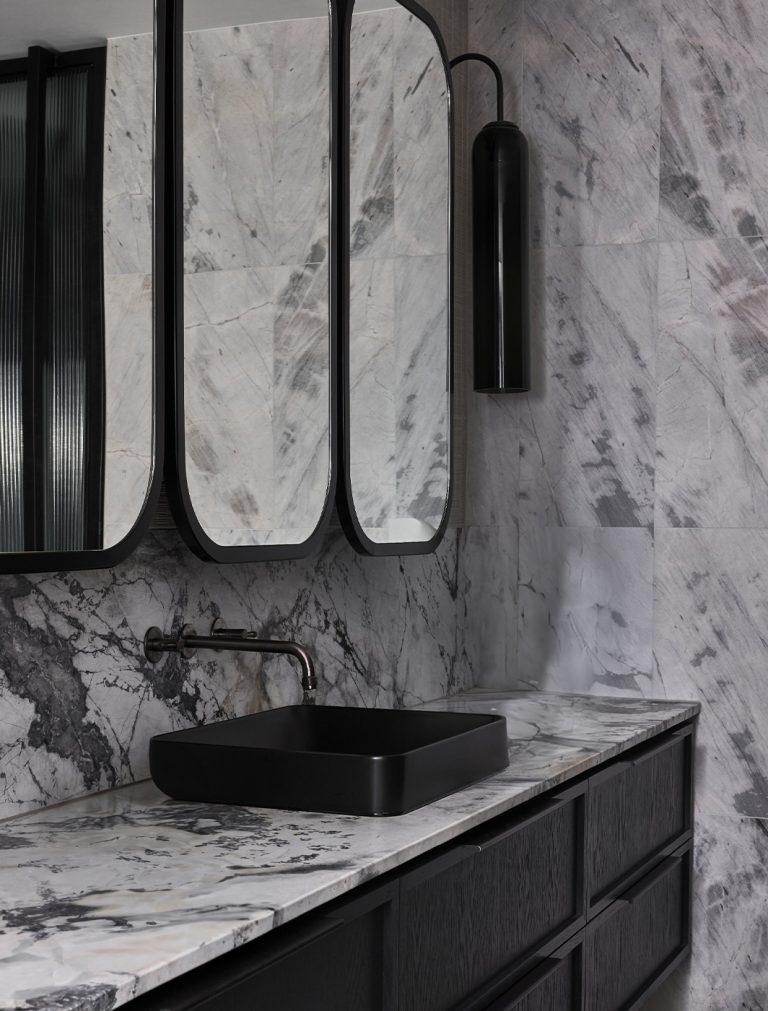 Articolo Studios Luxury Lighting Float GLide Wall Sconce in Middle Harbour House by Studio Trio