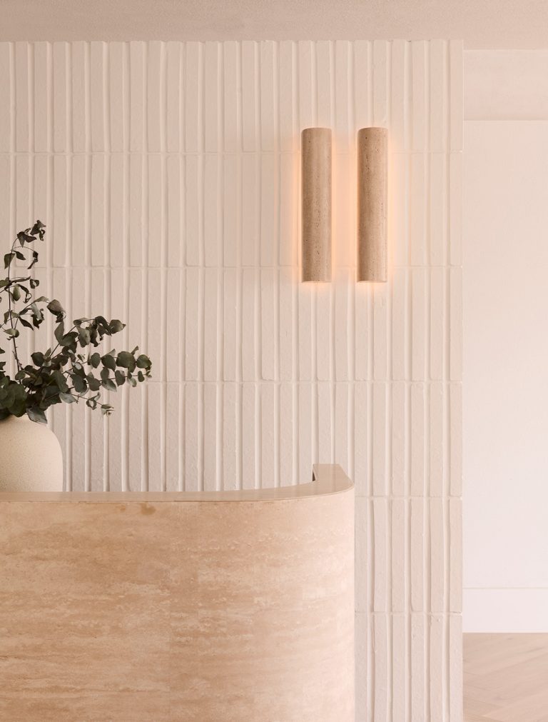Articolo Studios Luxury Lighting 12:40 Backward Facing Wall Sconce in RT Edgard Office