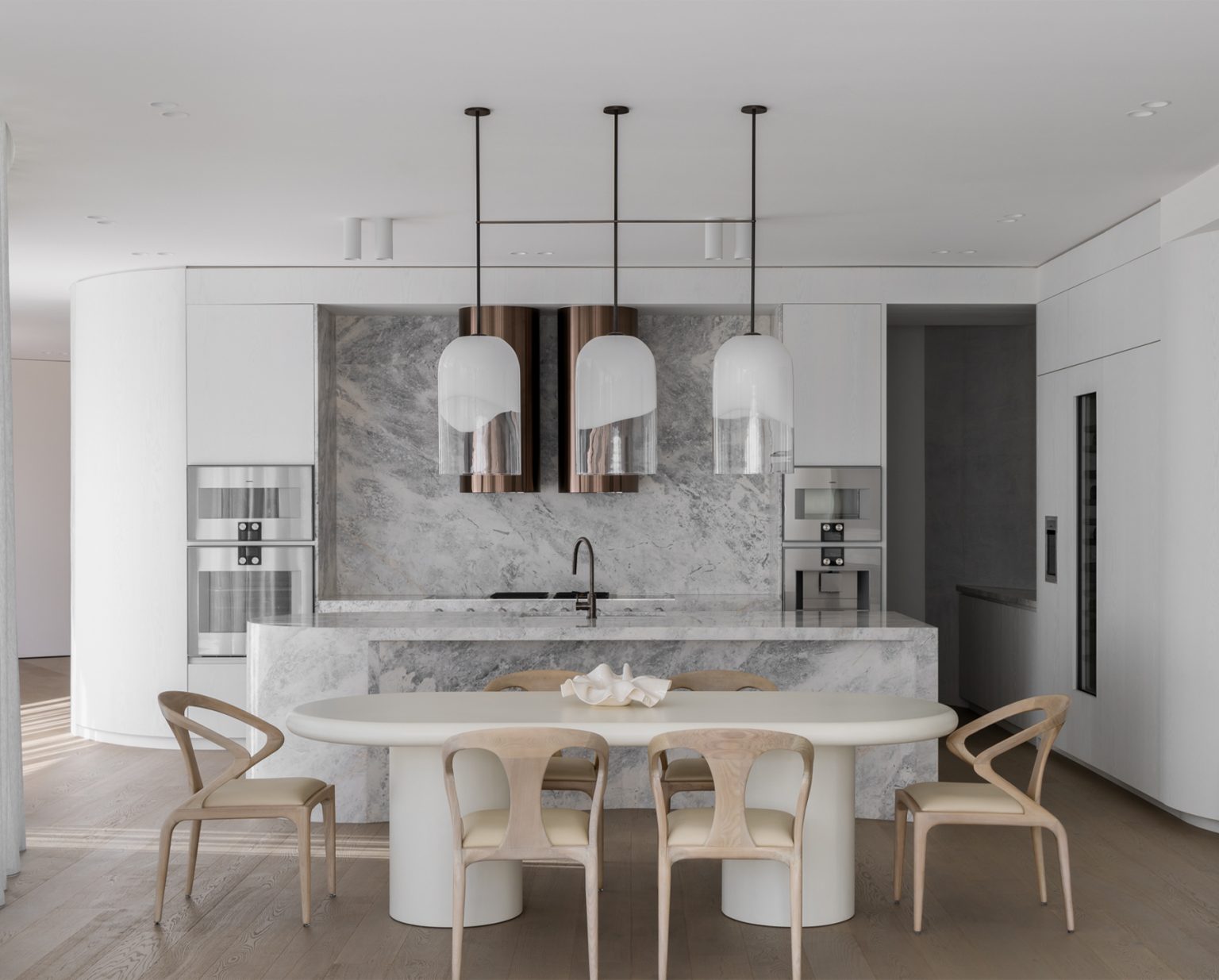 Articolo Studios Luxury Lighting Moni Extra Large Triple Pendant Moini Extra Large Triple Pendant in Kitchen