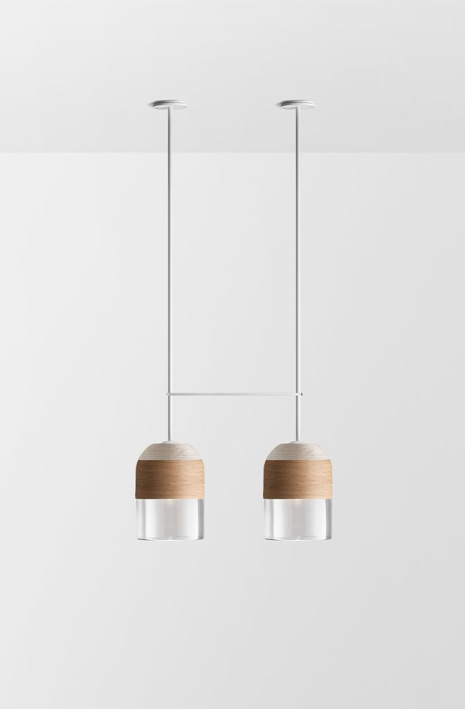 Articolo Studios Luxury Lighting Indi Wall Sconce in White Powder Coat and Clear Shade with Sand and Natural Weave
