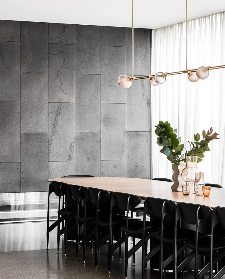 Articolo Studios Luxury Lighting Trilogy horizontal Pendant in Sussex House by McKimm