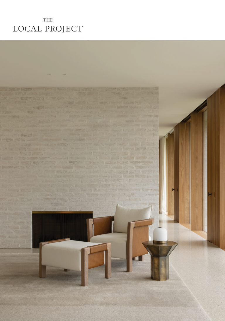 Articolo Studios Luxury Lighting and Furniture Saddle Arm Chair and Bench with Flare Side Table and Rolo Mini Table Lamp